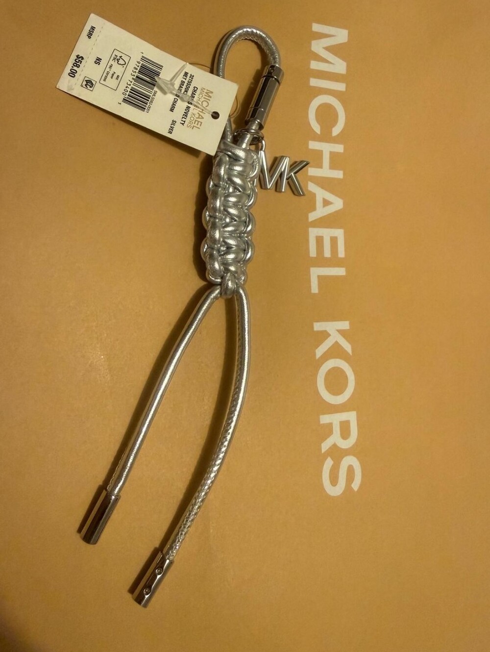 Michael Kors Silver Braided Keychain Charm